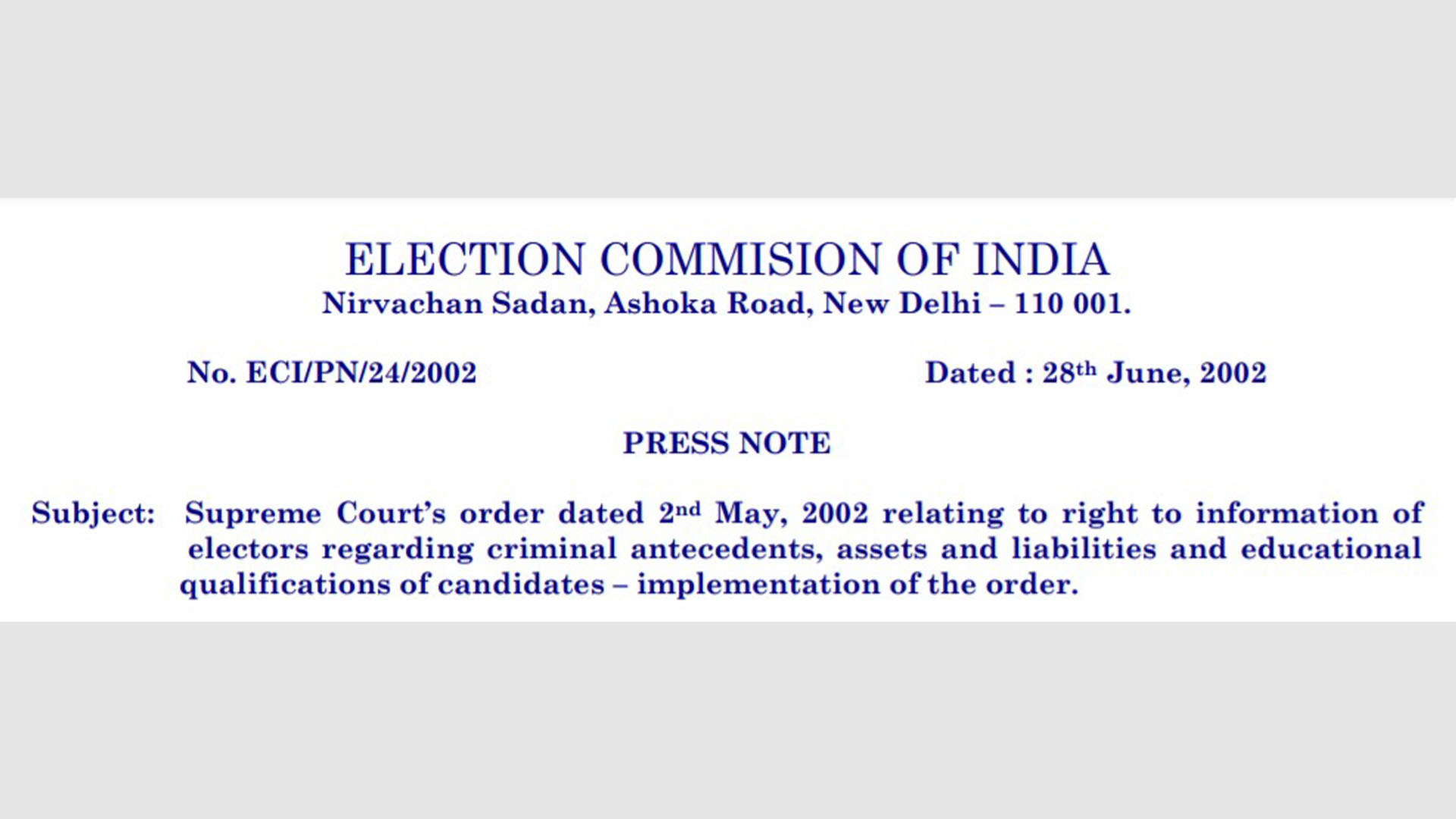 Supreme Court’s order dated 2nd May, 2002